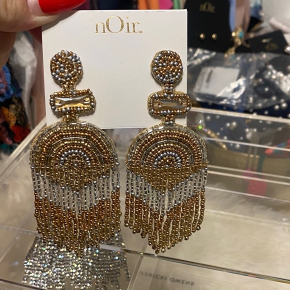 nOir Jewelry Multicolor Beaded Fringe Earrings - Picture 3 of 5